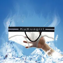 Men Sexy Ice Silk Briefs Pouch See Through Underwear Quick Dry Solid Color Low Waist  Briefs Men Designer Underpants