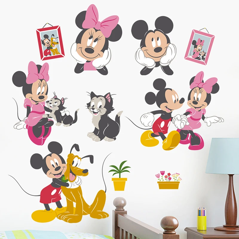 Cartoon Mickey Minnie Goofy Wall Stickers For Kids Rooms Home Decor Living Room Disney Wall Decals PVC Mural Art Diy Wallpaper Cartoon Mickey Minnie Goofy Wall Stickers For Kids Rooms Home Decor Living Room Disney Wall Decals PVC Mural Art Diy Wallpaper