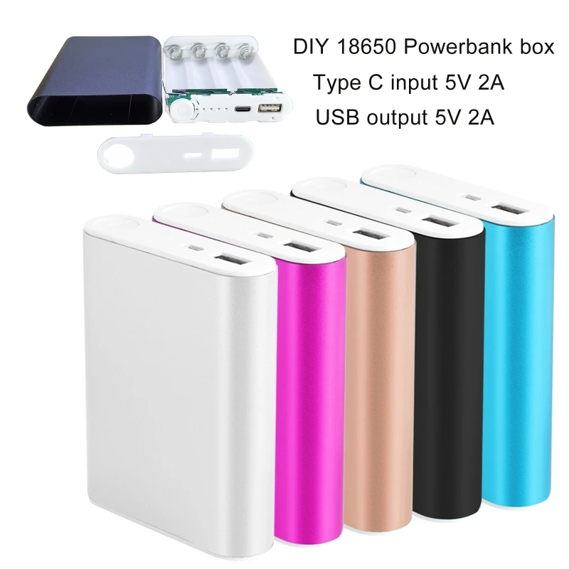 Usb C Input Diy Power Bank Shell With Usb 5v 4x 18650 Case Battery Charge Storage Box Battery - Power Bank Accessories - AliExpress