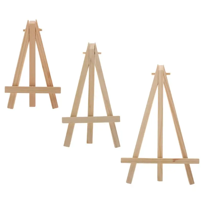 Medsuo 4pcs Pine Wood Mini Easel Triangle Frame Wedding Table Card Stand  Display Holder for Displaying Wedding Business Card Painting Craft Drawing