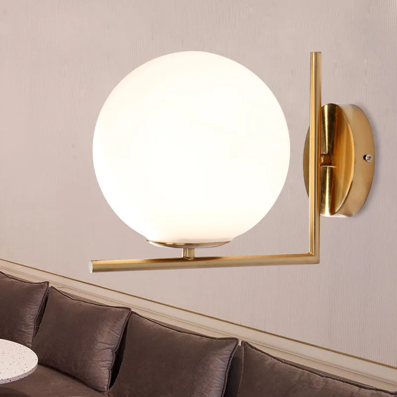 

Modern indoor design glass ball wall lights Nordic simple style hotel room bedroom deco wall sconce