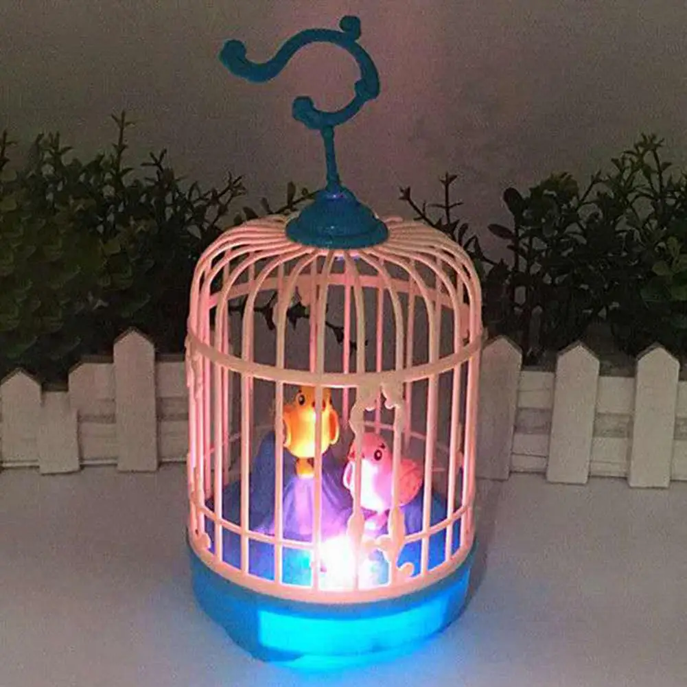 Inductive Sound Voice Control Bird Cage Funny Toy Children Pet Toy Animal Simulation Birdcage Kids Gift Garden Light Music