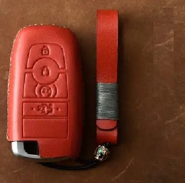 4button red Натуральная кожа чехол ключа дистанционного управления автомобилем чехол для Ford Fusion Mondeo Mustang Край Экспедиция проводник F-150 F-250 F-350 - Название цвета: 4button red