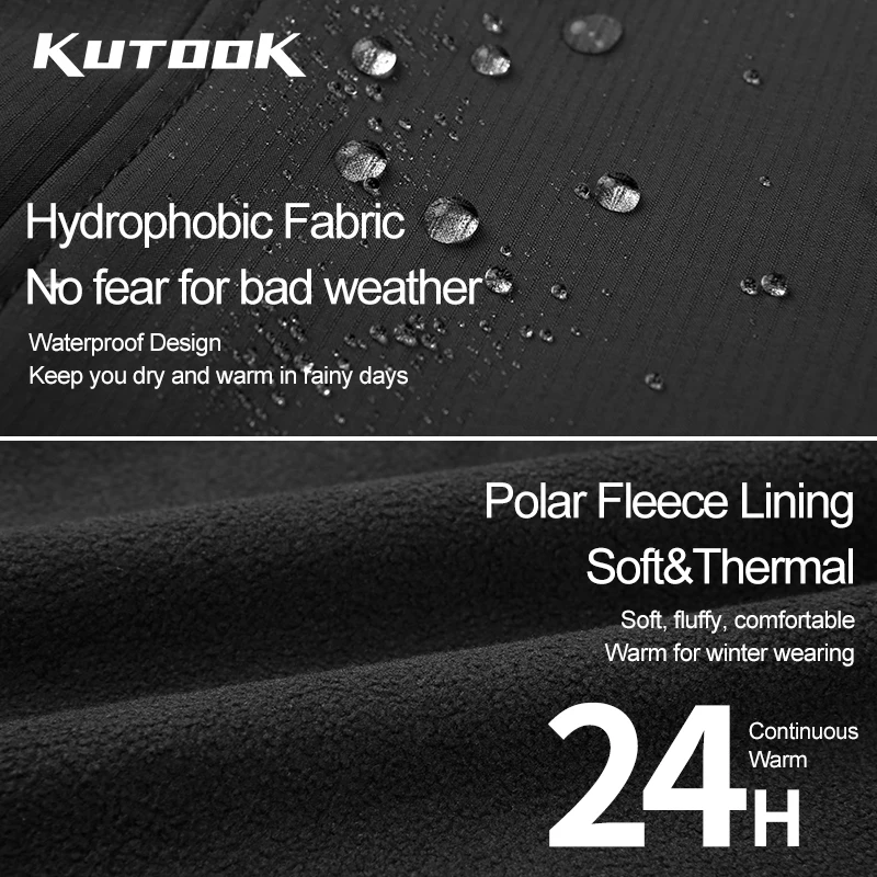 KUTOOK Winter Women Cycling Jackets Hooded Thermal Fleece Bicycle Riding Raincoat Detachable Women's Windbreaker Biking Clothing