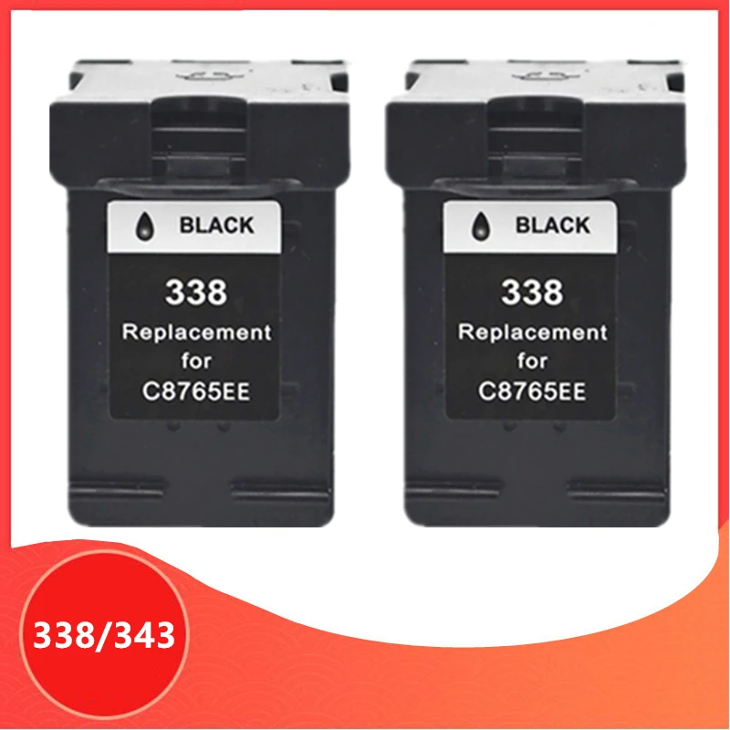 2 x Черная Замена для hp 338 343 hp338 hp343 чернильный картридж Deskjet 460C 5740 6520 6540 6840 Photosmart