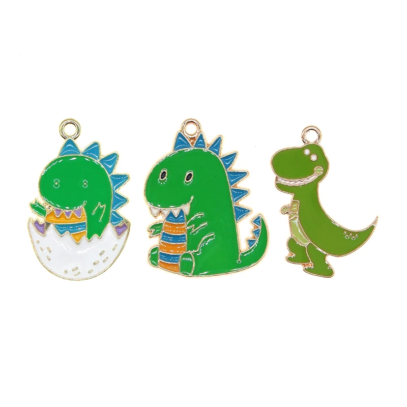 

10pcs/lot Cute Cartoon Dinosaurs Enamel Charm Dinosaur Eggs Metal Earrings Pendants For DIY Keychain Jewelry Making Findings