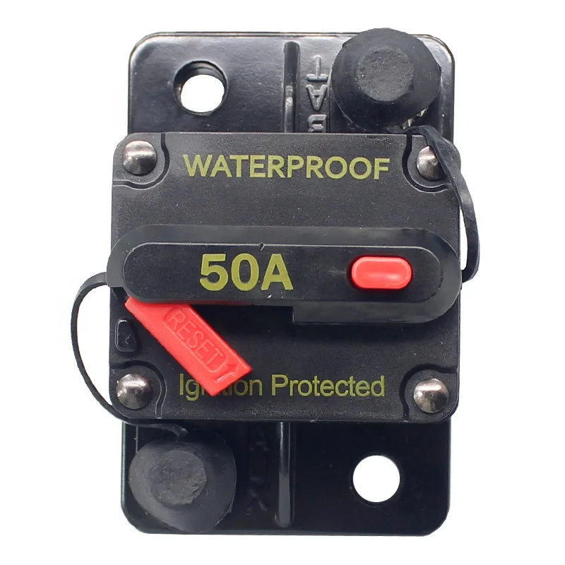 

50A Circuit Breaker Manual Reset for Boat Trolling 12V- 48V DC Water Proof overload protect