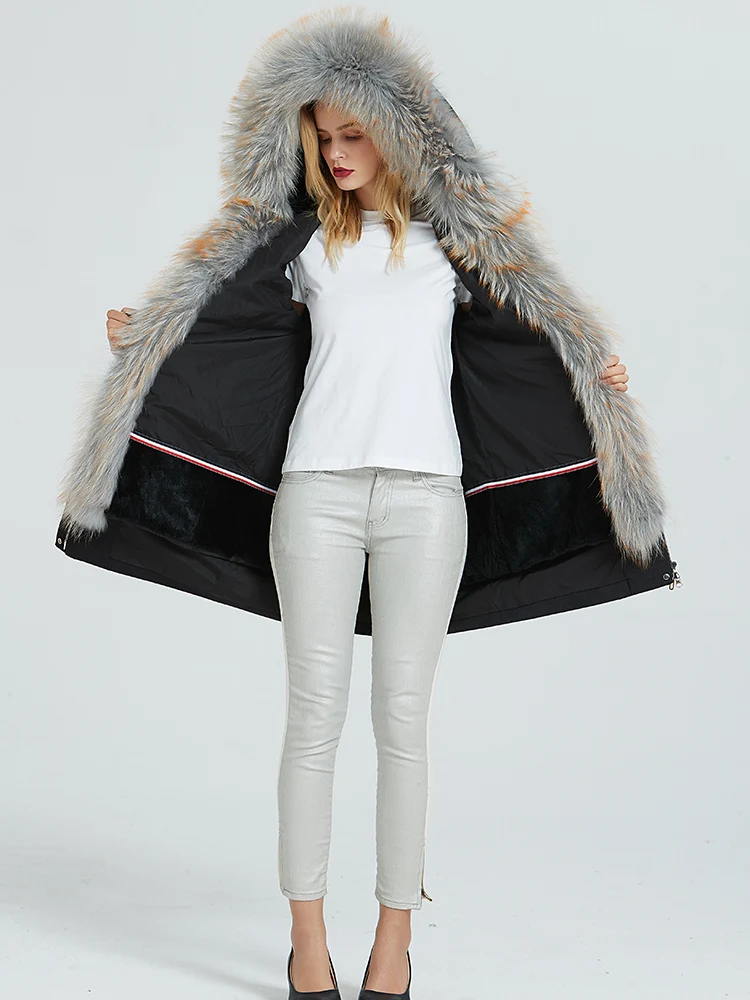 

Real Fur Coat Female Real Rabbit Fur Liner Parka Winter Jacket Women Raccoon Fur Collar Warm Korean Long Jackets MY4355