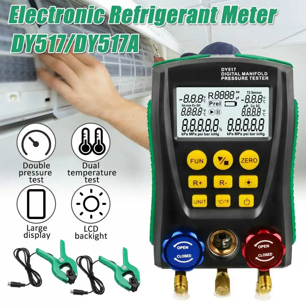 Pressure Gauge Refrigeration Digital Vacuum Pressure Manifold Tester