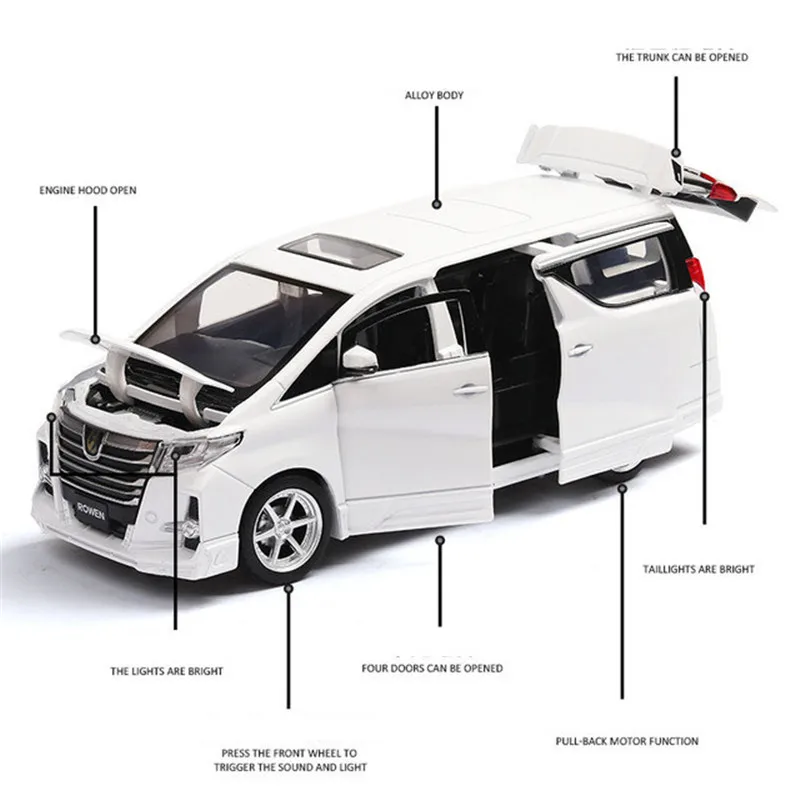 Роскошные игрушечные автомобили Alphard 1:24 из сплава металла литые модели