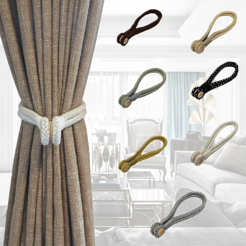 1Piece Magnetic Curtain Tieback Handmade Curtains Holder Clips Buckle Straps Accessories Wood Tie Backs Home Decorations | Дом и сад