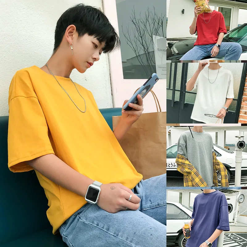 

Summer Thin Section Solid Color Half-sleeve Shirt Sleeves Men's Korean-style Loose Casual Tops Sleeves Teenager Trend Half Sleev