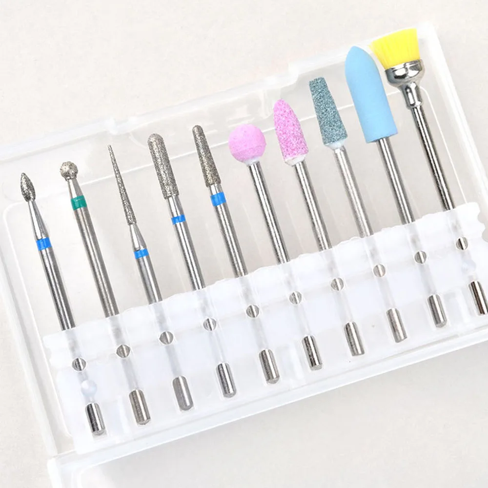 10pcs /box Functional Nail Polishing Grinding Head Kits clean foot cuticle Nail Machine Nail Polishing Tool