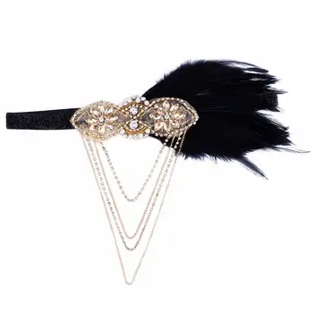 

Halloween Crystal Feather Headband Rhinestone Women Gorgeous Head Band