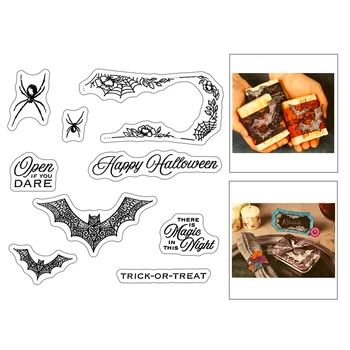 

2020 New Happy Halloween English Words Animal Spider Web Bat Stamps and Metal Cutting Dies For Making Scrapbooking Photo Album
