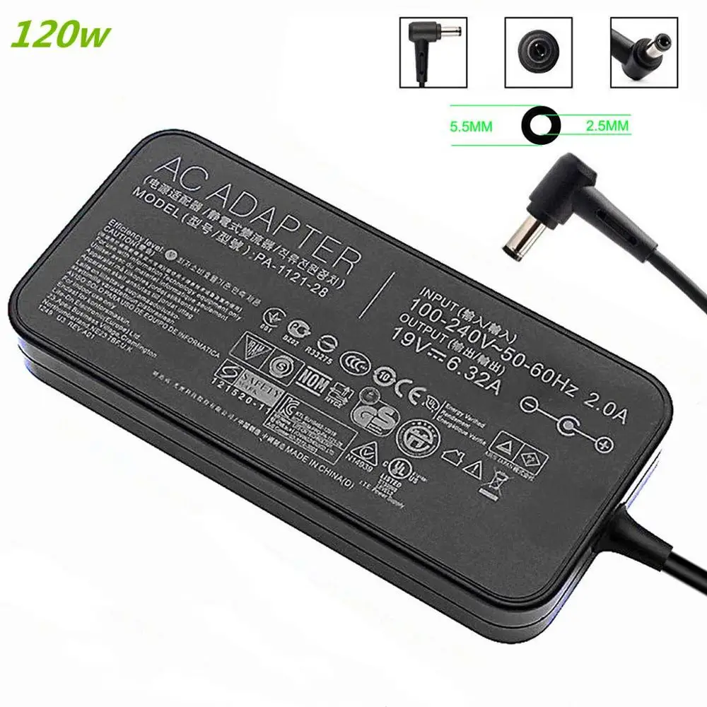 

19V 6.32A 120W 5.5*2.5mm Charger Laptop Power Adapter for Asus PA-1121-28 A15-120P1A ADP-120RH B ASUS N750 N500 G50 N53S N55