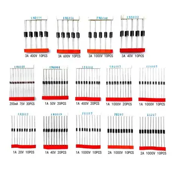 

200pcs Fast Switching Schottky Diode Assorted Kit 1N4001 1N4004 1N4007 1N5408 UF4007 FR207 1N5817 1N5819 1N5822 1N4148 RL207