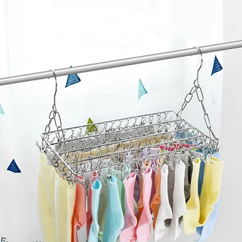 

100 Clips Large Balcony Folding Shoe Drying Rack Stainless Steel Laundry Towel Storage Capacity Convenient Clothes Airer