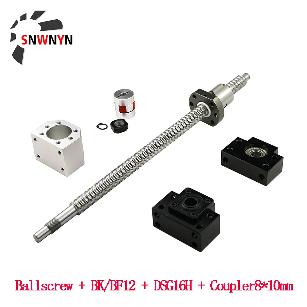 

SFU1605 Rolled Ball Screw C7 With End Machined RM1605 Set+1605 Ball Nut + Nut Housing+BK/BF12 End Support +Coupler For CNC Parts