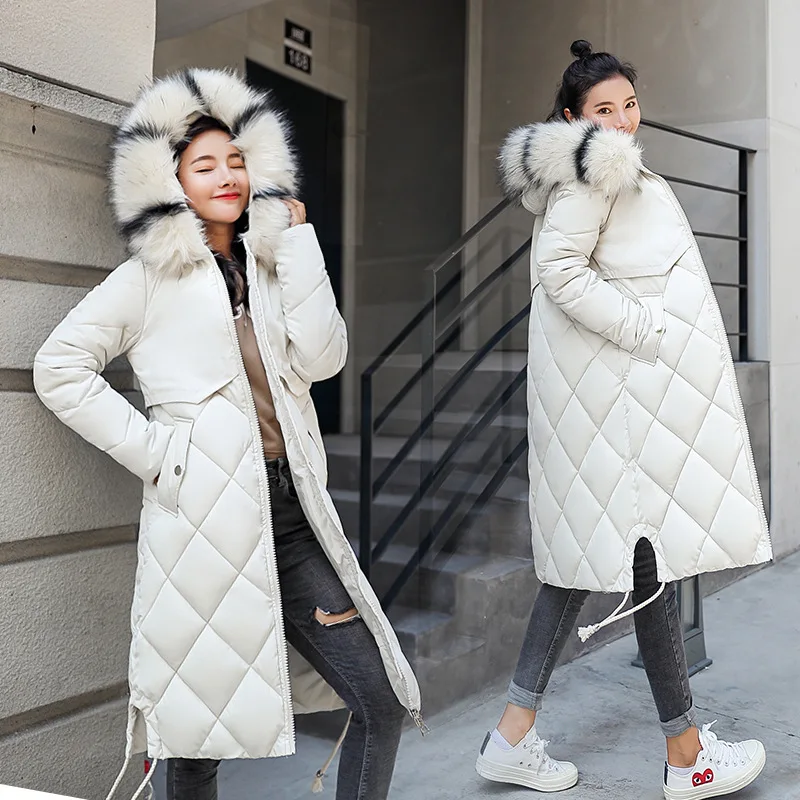 

2018 Winter Korean-style New Style WOMEN'S Cotton Padded Clothing Women's Mid-length Fashion Slim Fit Cotton-padded Jacket down