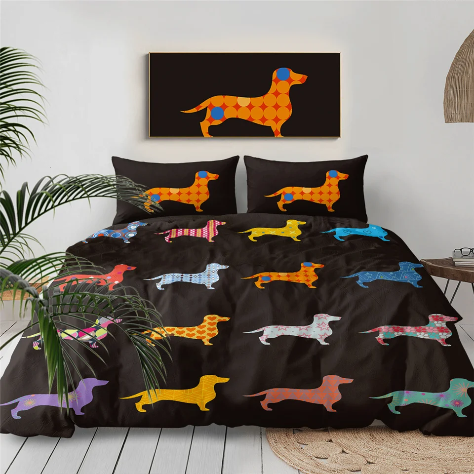 Dachshund Bedding Set Cute Colorful Puppy Duvet Cover Cartoon Bed Cover Pet Dog Home Textiles Queen 2/3Pcs Dropship Dachshund Bedding Set Cute Colorful Puppy Duvet Cover Cartoon Bed Cover Pet Dog Home Textiles Queen 2/3Pcs Dropship