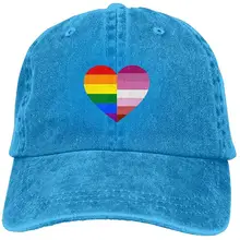 LGBT транссексуал Pride флаг сердце взрослый деним хлопок папа шляпа бейсболки