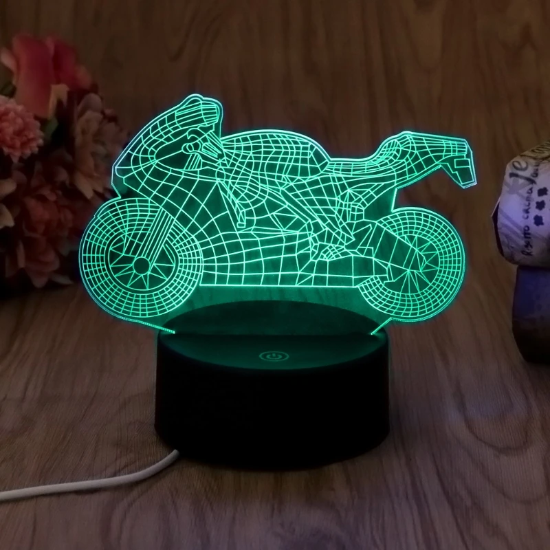 

USB Novelty 7 Colors Changing Motorcycle LED Night Light 3D Desk Table Lamp Home Decor