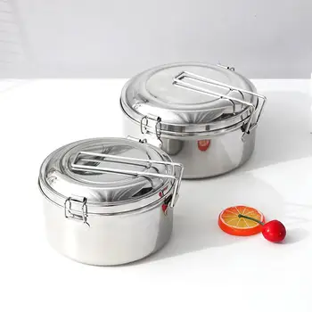 

2 Tier Portable Round Lunch Box Stainless Steel Lunch Bento Box Food Storage Case Bento Box Food Container Lunch Storage Boxes