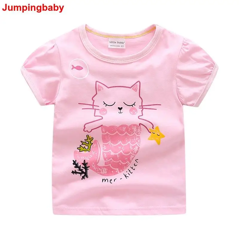 Футболка для девочек детская одежда; Футболка Camiseta vetement enfant fille; топы для девочек с принтом животных; Детская Футболка roupas infantis menina