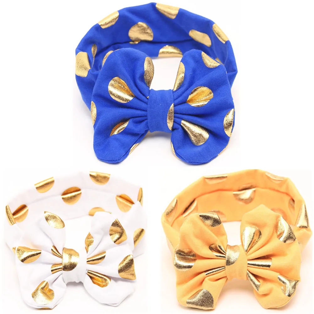 04-3 PCS 3 упаковки; детская хлопковая эластичная повязка на голову в Золотой горошек для маленьких девочек; повязка на голову; HATYS0021A - Цвет: 04-3 PCS