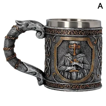 

Knight Skull Beer Mug Drinking Cup Stainless Steel Halloween Gift Beer Goblet @LS