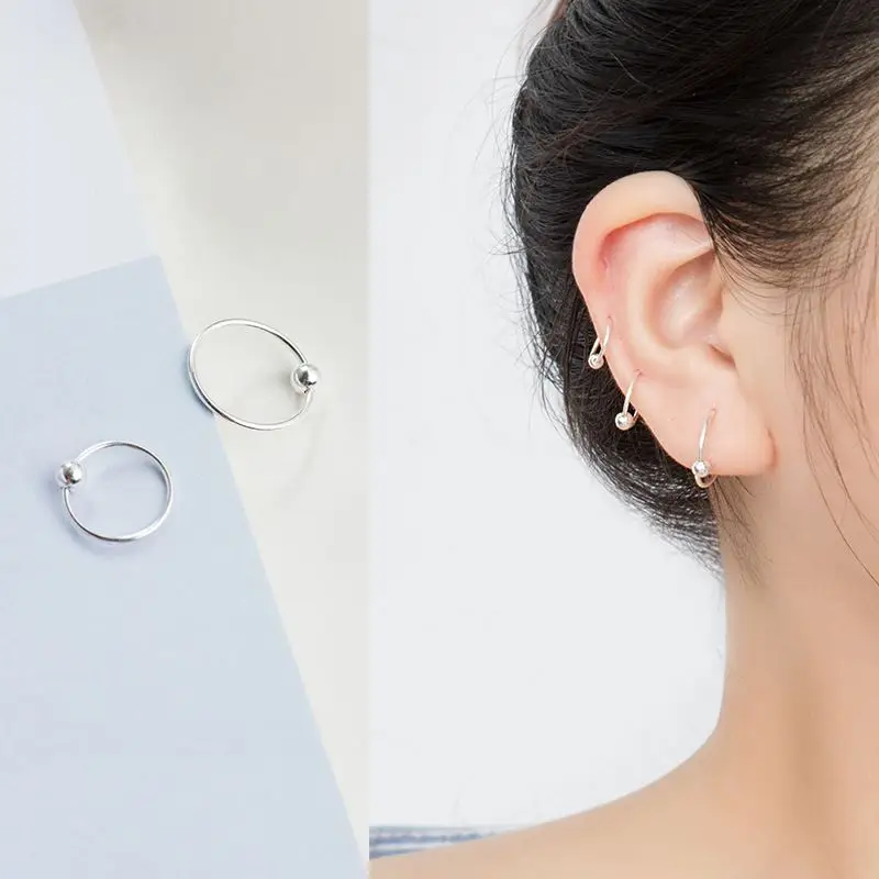 Серьги кольца из серебра 925 пробы для женщин и мужчин круглые ювелирные украшения