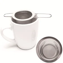 Colador colgante de acero inoxidable con asas plegables, Infusor de té, tetera de doble oreja, filtro de especias con cubierta, accesorios de cocina