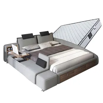 

Nordic cloth art bed modern simple 1.8m double bed master bedroom multi-functional tatami bed