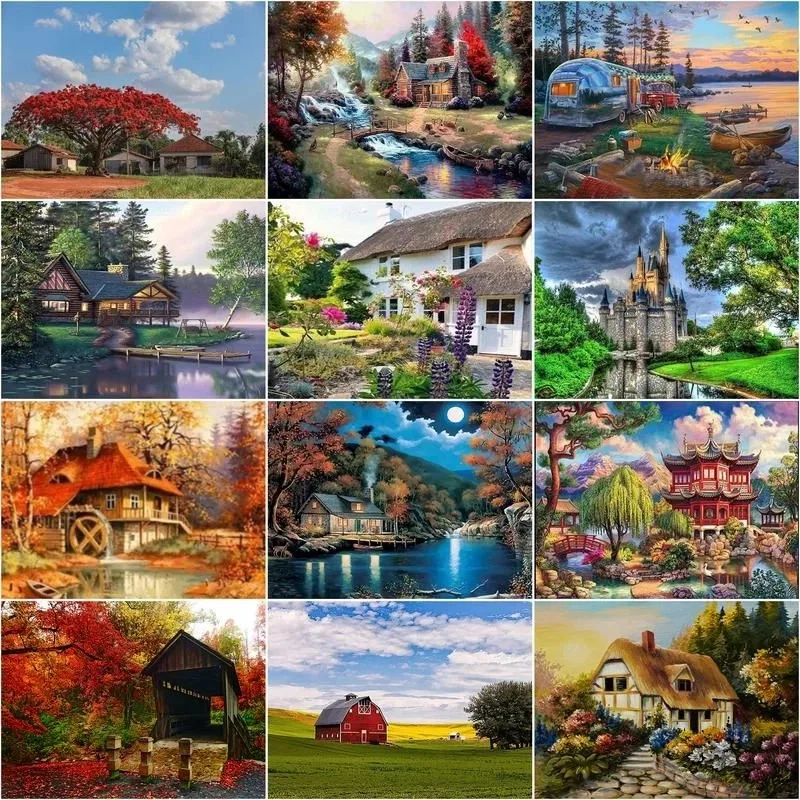 

Алмазная живопись, домашний пейзаж, полноразмерная круглая вышивка крестиком, алмазная вышивка, мозаика, домашний декор