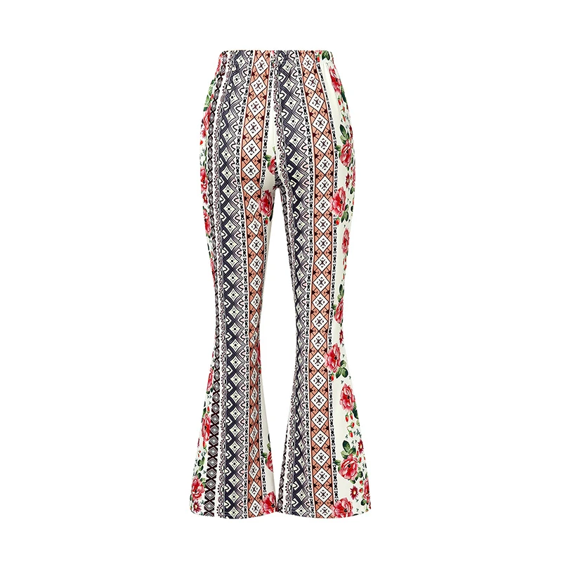plaid pants Women Pants New Baggy Flared Pants Boho Style Floral Hippie Wide Leg Gypsy Palazzo Casual Trousers Ladies Bell-bottomed Trousers carhartt pants