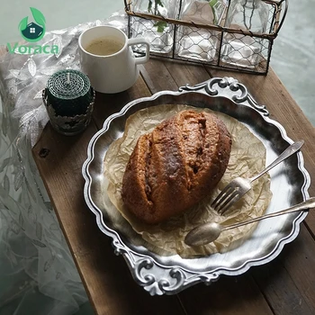 

Vintage Iron Plate Bread Food Display Tray for Dinnerware Wedding Home Birthday Party Retro Fruit Cupcake Cake Fondant Plates