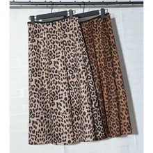 Женская леопардовая юбка, осенняя юбка с высокой талией, замшевая теплая леопардовая юбка, плиссированные юбки для женщин