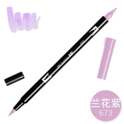 1 шт. TOMBOW AB-T Япония 96 цветов художественная кисть Ручка Двойные головки маркер Профессиональный водный маркер ручка живопись Kawaii канцелярские принадлежности - Цвет: 673
