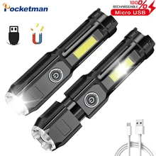 

Portable Mini Led Flashlight Super Bright Flashlamp COB Torch Outdoor Camping Lights Lantern With Built-in Battery tail Magnet