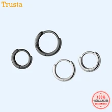 TrustDavis-pendientes de aro de superficie 100% Plata de Ley 925, hechos a medida, Oro fino, DA432
