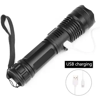 

USB Charging P50 LED Flashlight Electric Torch Lamp Powerful Zoom Rechargeable 26650 battery Camping Hunting Outdoor 19QE