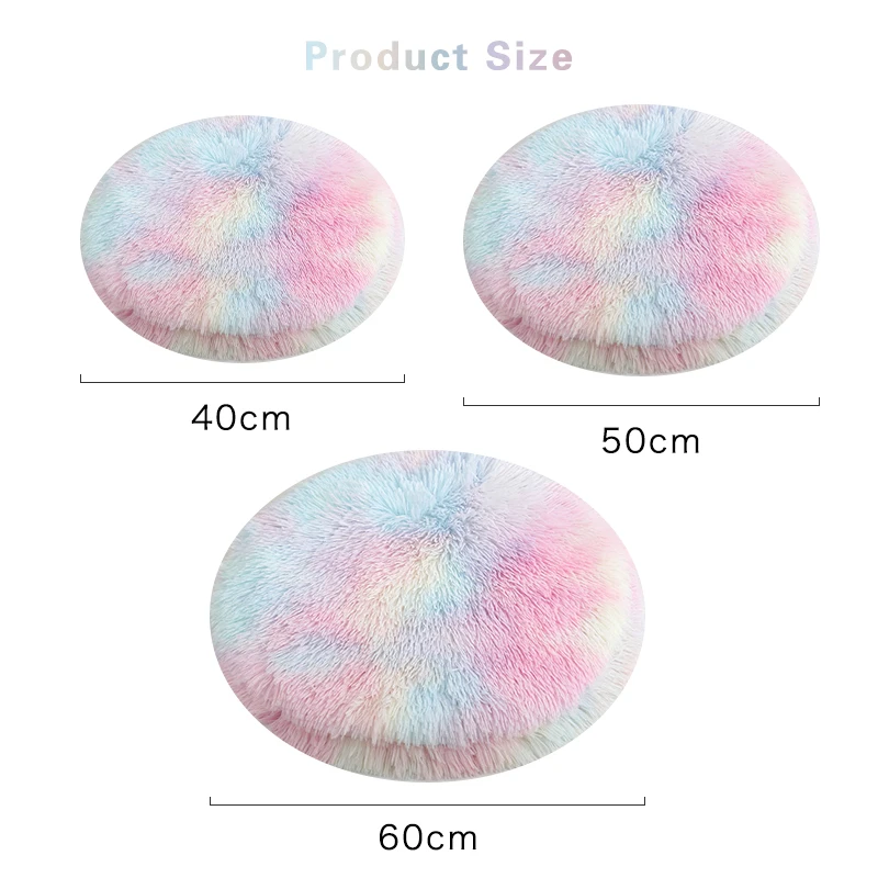 Round Dog Mat Soft Long Plush Comfortable Pet Bed Fluffy Dog Cushion Warm Cat House Puppy French Bulldog Pet Accessories