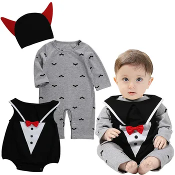 

Cap Vest Bat Knight Clothes Bat Elf Halloween Costume Jumpsuit Suit baby boy Halloween party dress children kid clothes 3-15M