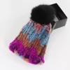 Women Striped Knitted Real Fur Hat Natural Warm Rex Rabbit Fur Hats Top Fox Fur Pompom Caps Lady Quality Real Rex Rabbit Fur Cap 3