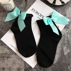 2022 Summer  Lolita Style Japanese Maiden Lovely Woman Candy Color Bow Short Cotton Socks High Quality