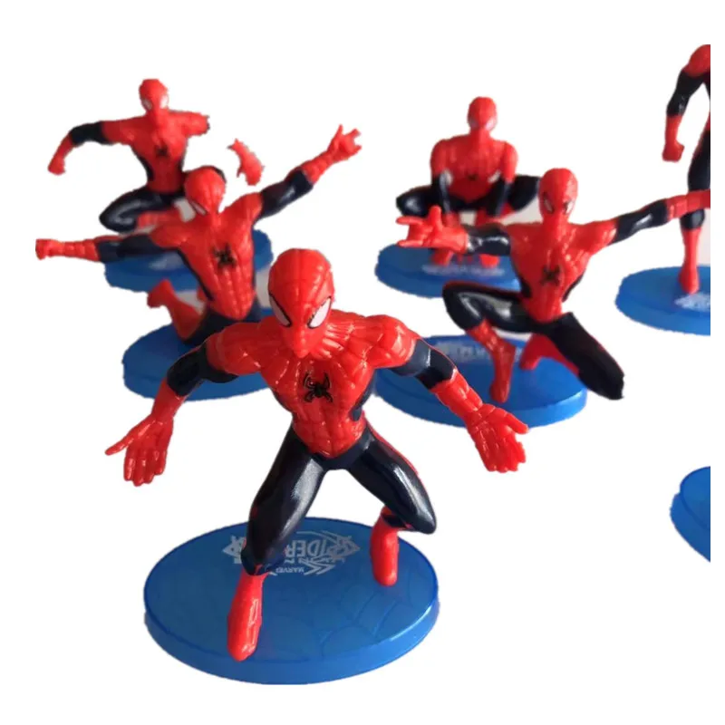 7pcs / Set Plastic Spiderman Decoration 7 Decorative Superman with Base PVC Action Figure Collectible Model Doll Anime Figure