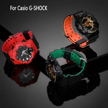 

Silicone Rubber Watch Band Strap Fit For Casio G-Shock GA100 GA110 Replacement Two-color Waterproof Watchbands Accessories