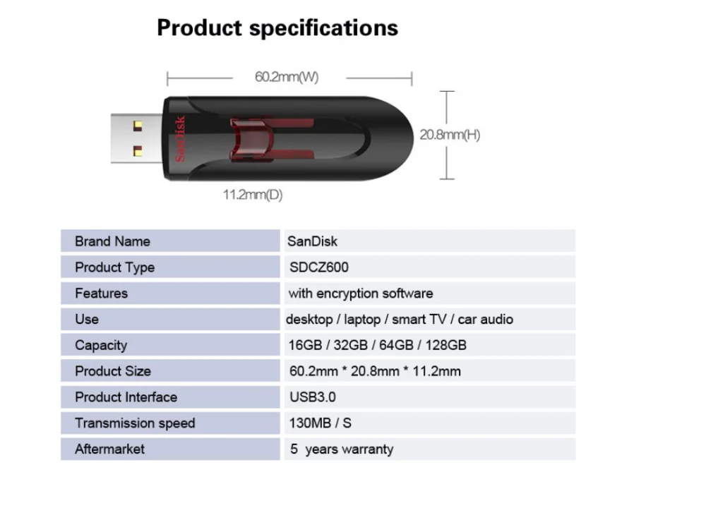 SanDisk USB флеш-накопители 128 Гб 64 Гб USB 3,0 Флешка 32 Гб 16 Гб флешка, высокоскоростной U диск CZ600