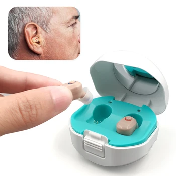

Skin Color 2020 NEW Best MINI Rechargable Hearing Aid with Charging Case Audifonos Hearing Device Tone Amplifier for Elderly